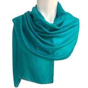 Pure Silk Lightweight Teal Scarf – Made in India 🇮🇳